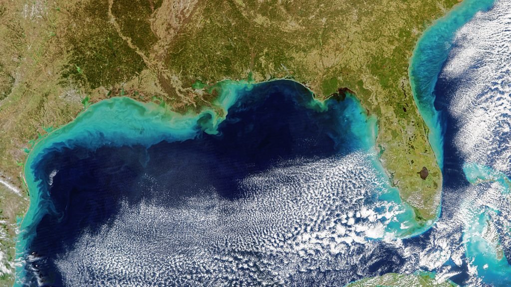 Águas costeiras do oceano vista do espaço