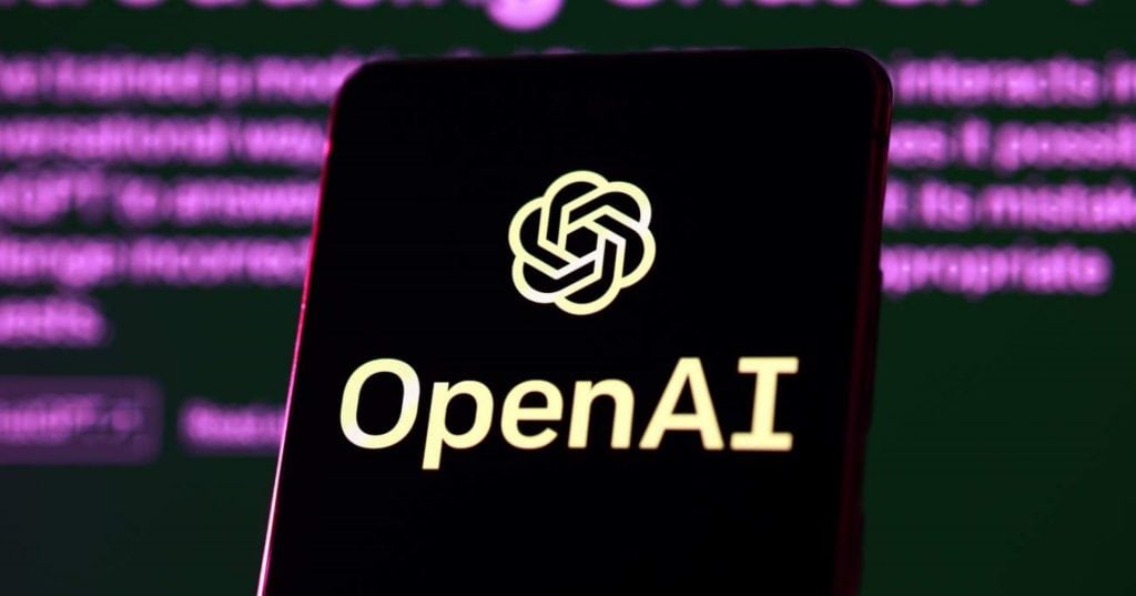 Logo da OpenAI em um smartphone